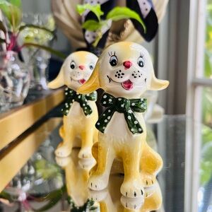 Unique Vintage Yellow and Green Lamb Figurines set o’ 2